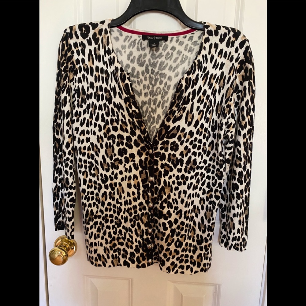 WHBM Animal Leopard Print light weight cardigan  S